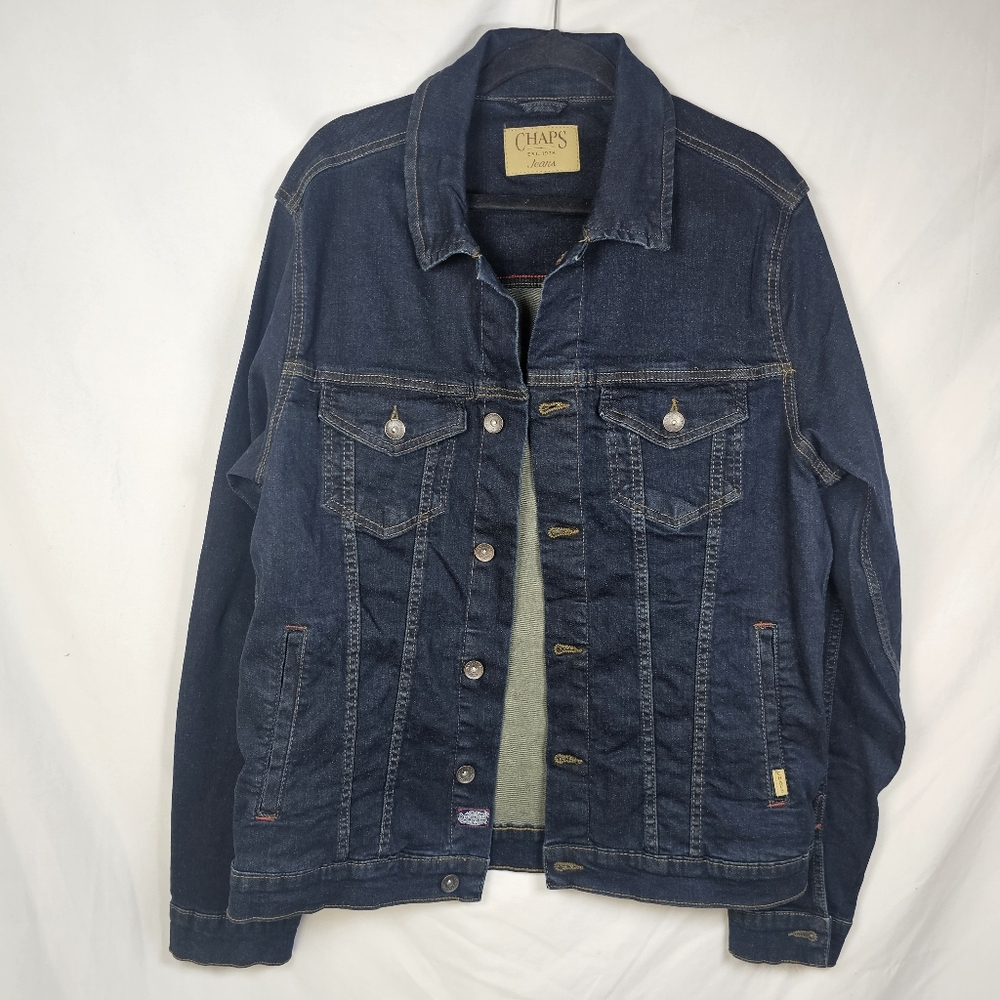 CHAPS Denim Men's Jeans Jacket Size XL Navy‎ Blue stretch
